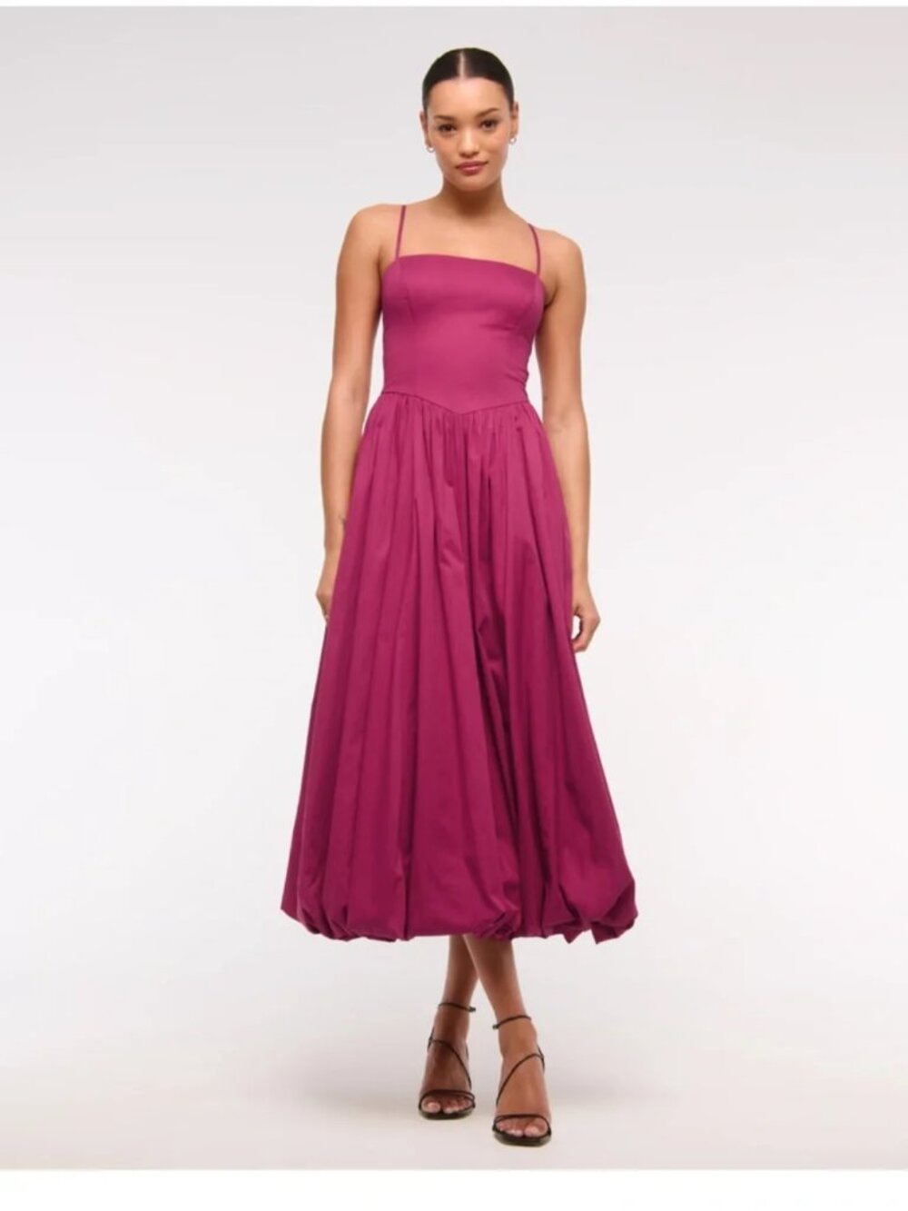 Abercrombie Dipped-Waist Bubble Hem Midi Dress - Picture 2 of 4